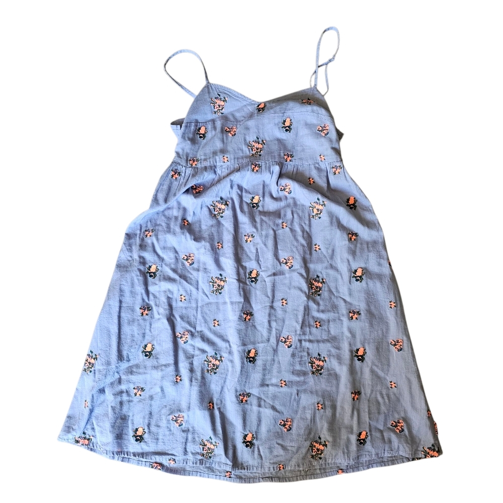 Paul & Joe Sister Womens Sundress Sz 38/6 Blue Orange Embroidered Open Tie Back